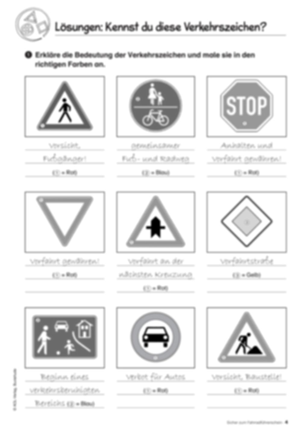 Arbeitsblätter zum Thema Verkehrszeichen Preview 2